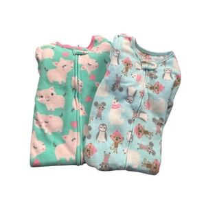 SIMPLE JOYS By Carters 2 Pack girls whimsical zip up footsie pajamas size 18M